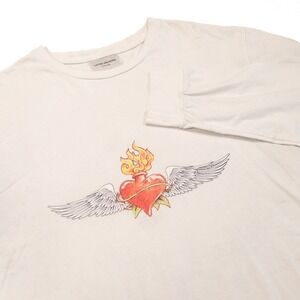 LIFTED ANCHORS Men's XL Better‎ Days Flaming Heart Long Sleeve Graphic T-Shirt